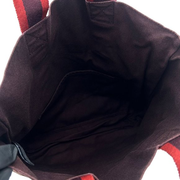 HERMES Tote Bag Fool Toe Cabas Bordeaux Canvas Women's Men's - Picture 3 of 6